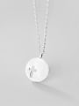 thumb 925 sterling silver simple smooth round Cross Pendant Necklace 1