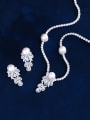 thumb Brass Cubic Zirconia  Luxury Flower Earring and Necklace Set 0