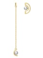 thumb 925 Sterling Silver Freshwater Asymmetrical Pearl Tassel Minimalist Drop Earring 0