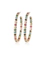 thumb Copper Multi Color Glass stone  Rainbow Statement Hoop Earring 0