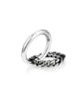 thumb 925 Sterling Silver With  Vintage Single Circle Chain Double Layer  Band Rings 0