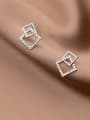 thumb 925 Sterling Silver Cubic Zirconia Geometric Minimalist Stud Earring 0