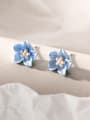 thumb 925 Sterling Silver Enamel Flower Minimalist Stud Earring 0