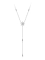 thumb 925 Sterling Silver Snowflake Diamond Star Y-shaped Long Tassel Necklace 0