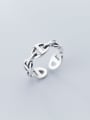 thumb 925 Sterling Silver Retro Hollow Geometric Ethnic Free Size Ring 0