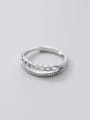 thumb 925 Sterling Silver Rhinestone Hollow Irregular Dainty Stackable Ring 2