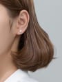 thumb 925 Sterling Silver Imitation Pearl  Geometric Minimalist Clip Earring 1