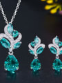 thumb Copper Cubic Zirconia Dainty Water Drop  Earring and Necklace Set 4