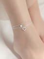 thumb 925 Sterling Silver Cubic Zirconia Heart Minimalist  Anklet 1