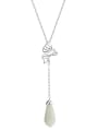 thumb 925 Sterling Silver Jade Butterfly Tassel Vintage Necklace 2
