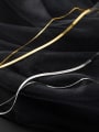 thumb 925 Sterling Silver  Minimalist  Snake Bone Chain Double Layer Necklace 3