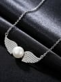 thumb 925 Sterling Silver Cubic Zirconia delicate Wing Necklace 1