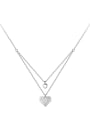 thumb 925 Sterling Silver Cubic Zirconia Heart Minimalist Multi Strand Necklace 3