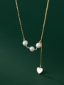 thumb 925 Sterling Silver Imitation Pearl Heart Tassel Minimalist Tassel Necklace 2