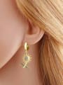 thumb Brass Cubic Zirconia Flower Minimalist Huggie Earring 1