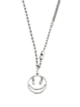 thumb Vintage Sterling Silver With Platinum Plated Simplistic Hollow Smiley Power Necklaces 2