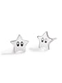 thumb 925 Sterling Silver Vintage  Smiley five-pointed star Stud Earring 0