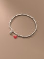 thumb 925 Sterling Silver Enamel Heart Minimalist Stretch Bracelet 0