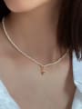thumb 925 Sterling Silver Imitation Pearl Geometric Vintage Necklace 1