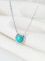 thumb 925 Sterling Silver Minimalist Round  Turquoise Pendant  Necklace 0