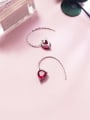thumb 925 Sterling Silver Cubic Zirconia Red Heart Minimalist Drop Earring 3