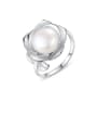 thumb 925 Sterling Silver  Fashion flower shape sticky freshwater pearl ring 0