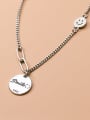 thumb 925 Sterling Silver Geometric Vintage  Round Letter  Necklace 0