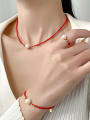 thumb 925 Sterling Silver Imitation Pearl Minimalist Weave Ring Bracelet and Necklace Set 1