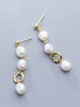 thumb 925 Sterling Silver Imitation Pearl  Round Trend Drop Earring 1