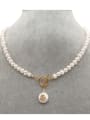 thumb Stainless steel Freshwater Pearl Geometric Minimalist Necklace 1
