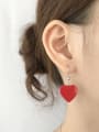 thumb 925 Sterling Silver Acrylic Heart Minimalist Hook Earring 1