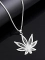 thumb Stainless steel Chain Alloy Pendant  Rhinestone Leaf Hip Hop Long Strand Necklace 0