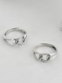 thumb Vintage Sterling Silver With Platinum Plated Simplistic Geometric Free Size Rings 4