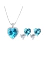 thumb Brass Cubic Zirconia Luxury Heart Earring and Necklace Set 1
