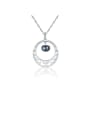 thumb 925 Sterling Silver Freshwater Pearl Hollow Round Pendant Necklace 0