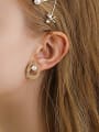 thumb 925 Sterling Silver Freshwater Pearl Geometric Minimalist Stud Earring 2