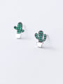 thumb 925 Sterling Silver Rhinestone Cactus Cute Stud Earring 2