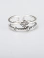 thumb 925 Sterling Silver Rhinestone Flower Vintage Stackable Ring 3