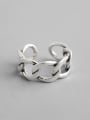 thumb 925 Sterling Silver Hollow Geometric Minimalist Free Size Band Ring 4