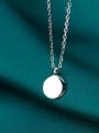 thumb 925 sterling silver simple fashion Smooth Round Pendant Necklace 1
