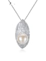thumb 925 Sterling Silver Freshwater Pearl Leaf pendant Necklace 0