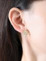 thumb Brass Cubic Zirconia Leaf Minimalist Stud Earring 1