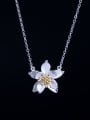 thumb 925 Sterling Silver Imitation Pearl  Vintage Lotus Pendant Necklace 0