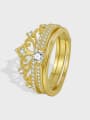 thumb Brass Cubic Zirconia Crown Minimalist Stackable Ring 1