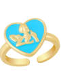 thumb Brass Enamel Heart Minimalist Band Ring 1