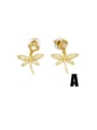 thumb Brass Cubic Zirconia Dragonfly Vintage Huggie Earring 3