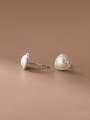 thumb 925 Sterling Silver Imitation Pearl Heart Minimalist Stud Earring 3