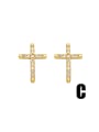 thumb Brass Cubic Zirconia Cross Dainty Stud Earring 3