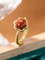 thumb 925 Sterling Silver Carnelian Flower Cute Band Ring 2