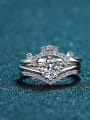 thumb Sterling Silver Moissanite Crown Dainty Solitaire Engagement Rings 0